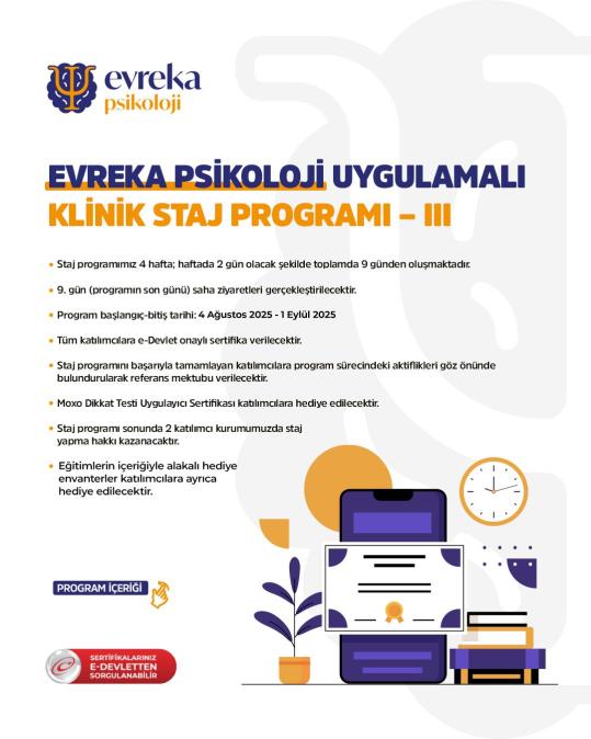 Evreka Psikoloji Uygulamalı Staj Programı-III